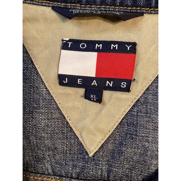 VTG Y2K Tommy Jeans Men's XL Blue Denim Button Up Jean Jacket - Picture 5 of 10